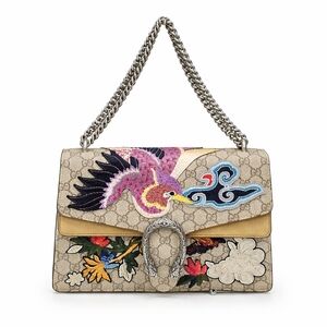 Authentic Gucci Dionysus GG Supreme Embroidered Chain Shoulder Bag